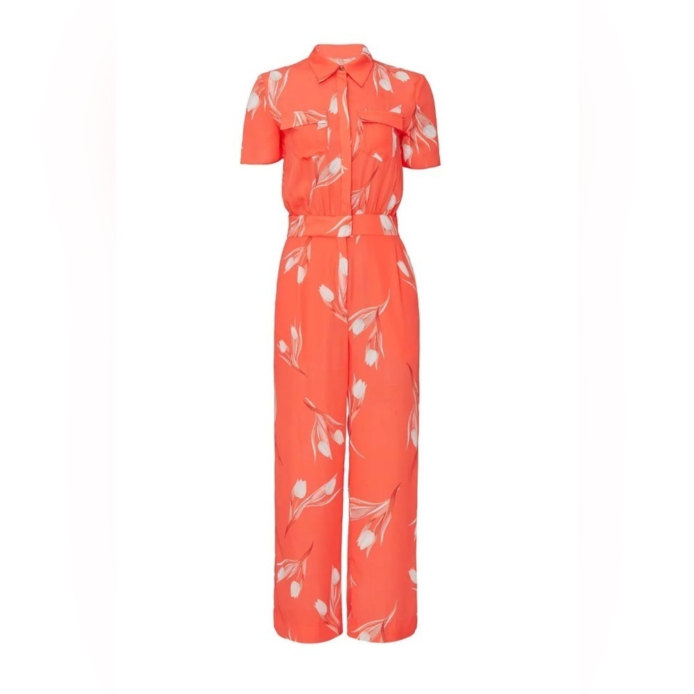 Frame and Partners Orange Floral Jumpsuit sz 12 - Picture 2 of 7